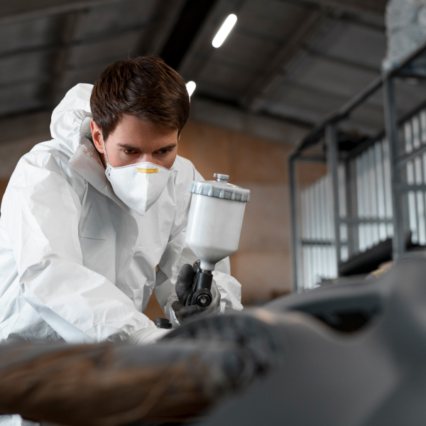 Application de peinture industrielle illustrant les étapes essentielles du processus industriel pour un résultat uniforme et durable